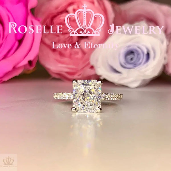 Radiant Cut Side Stone Engagement Ring - TR1 - Roselle Jewelry