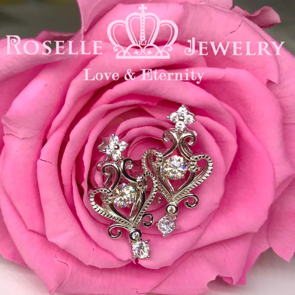 Vintage Dancing Stone Drop Stud Earrings - ED2 - Roselle Jewelry