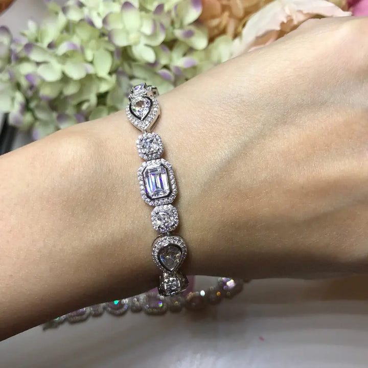 Emerald Cut, Pear Cut & Princess Cut Grand Bracelet -BP1 - Roselle Jewelry