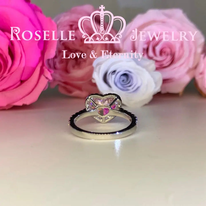 Happy Heart Shape Fancy Pink Side Stone Engagement Ring - VH5 - Roselle Jewelry