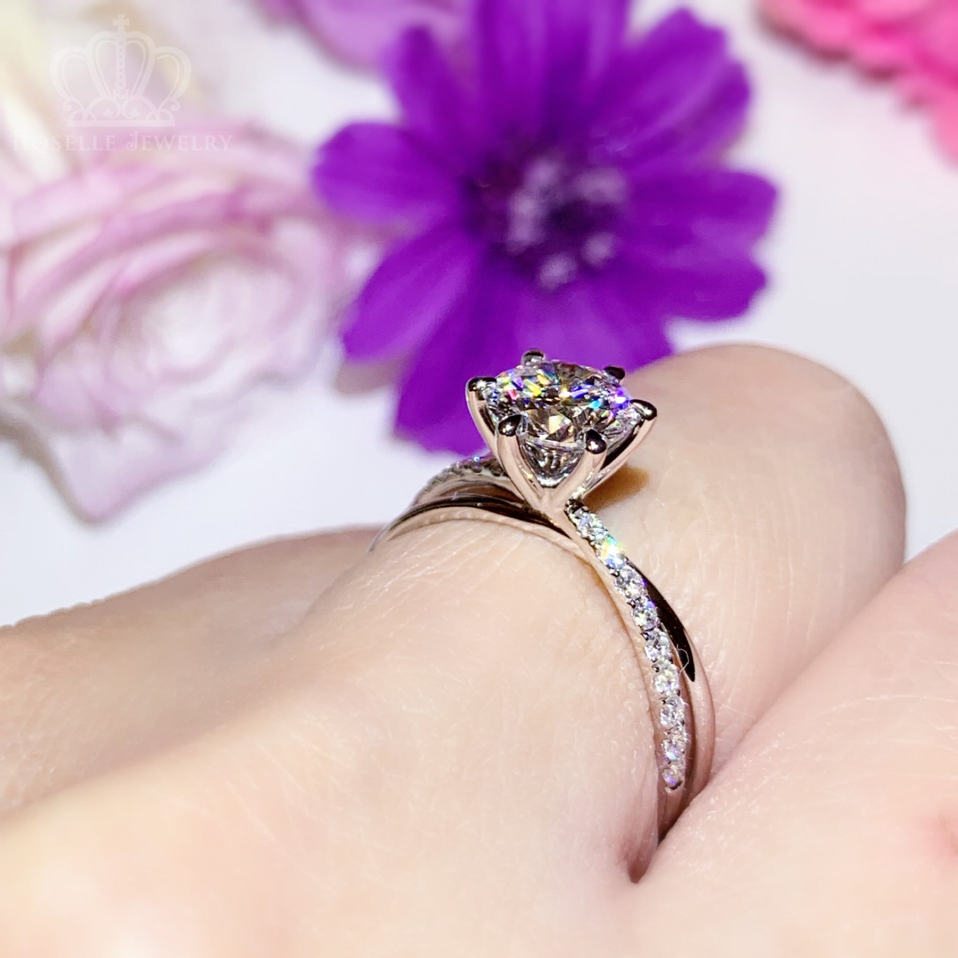 LGT009 - [Setting Only] Side Stone Twist Engagement Diamond Ring