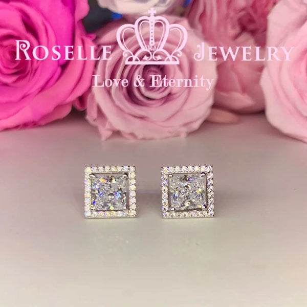 Princess Cut Detachable Stud Earrings - ES2 - Roselle Jewelry