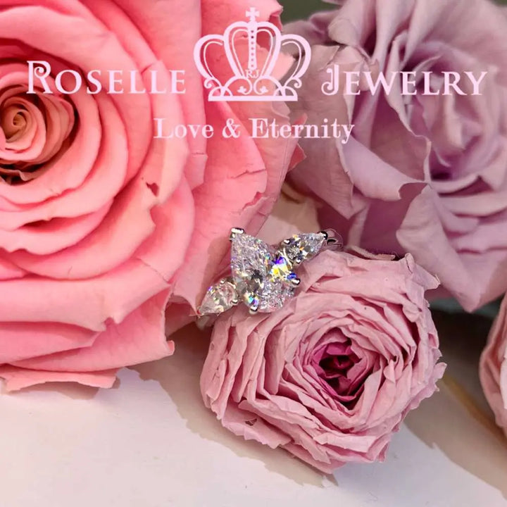 Pear Shape Three Stone Engagement Ring - TP3 - Roselle Jewelry