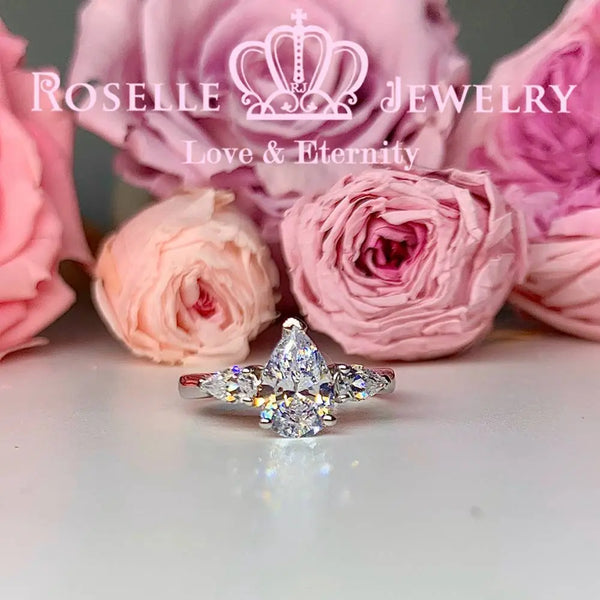 Pear Shape Three Stone Engagement Ring - TP3 - Roselle Jewelry