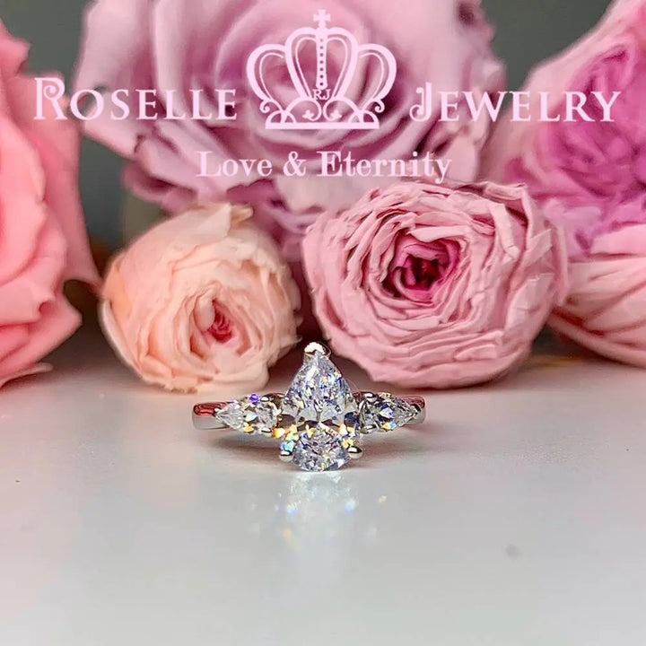 Pear Shape Three Stone Engagement Ring - TP3 - Roselle Jewelry