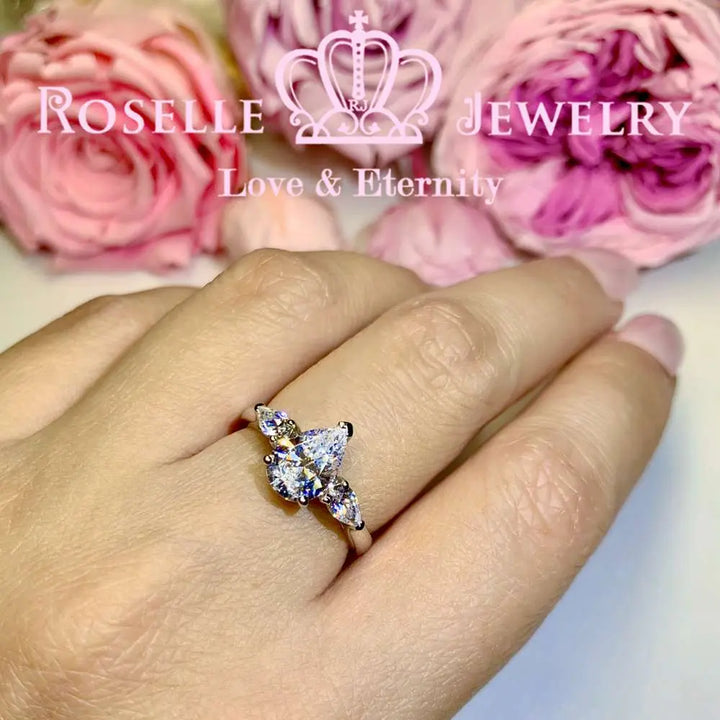 Pear Shape Three Stone Engagement Ring - TP3 - Roselle Jewelry