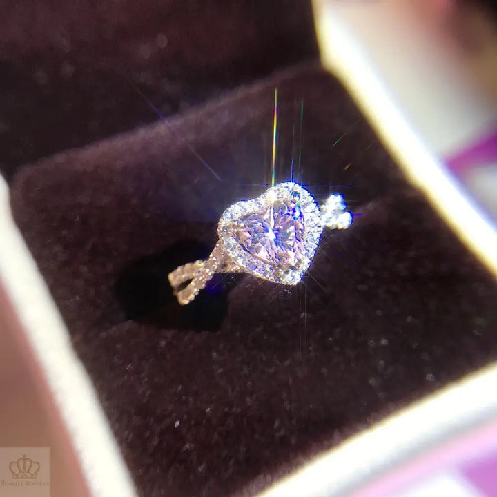 Heart Shape Halo Engagement Ring - VS6 - Roselle Jewelry