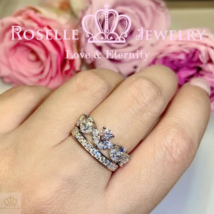 Crown Side Stone Engagement Ring Setting - TN2S - Roselle Jewelry