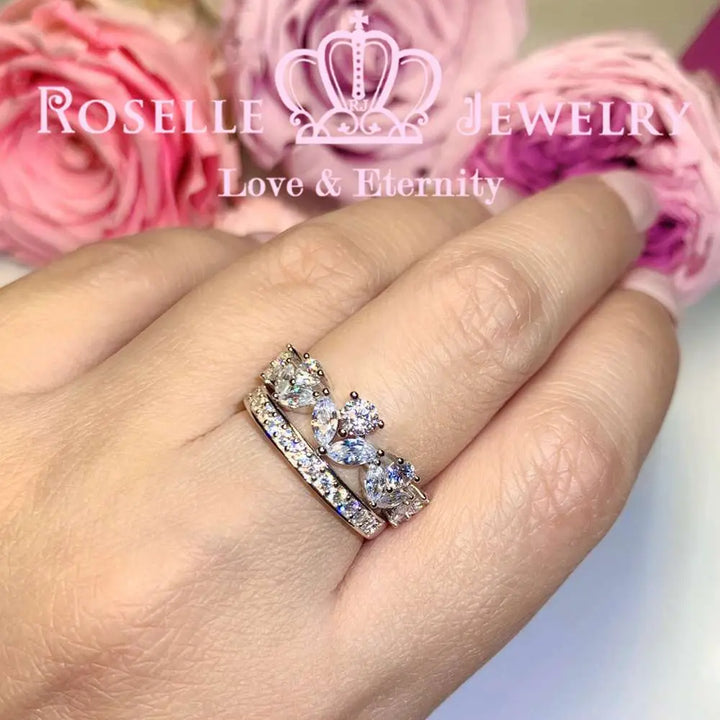 Crown Side Stone Engagement Ring Setting - TN2S - Roselle Jewelry
