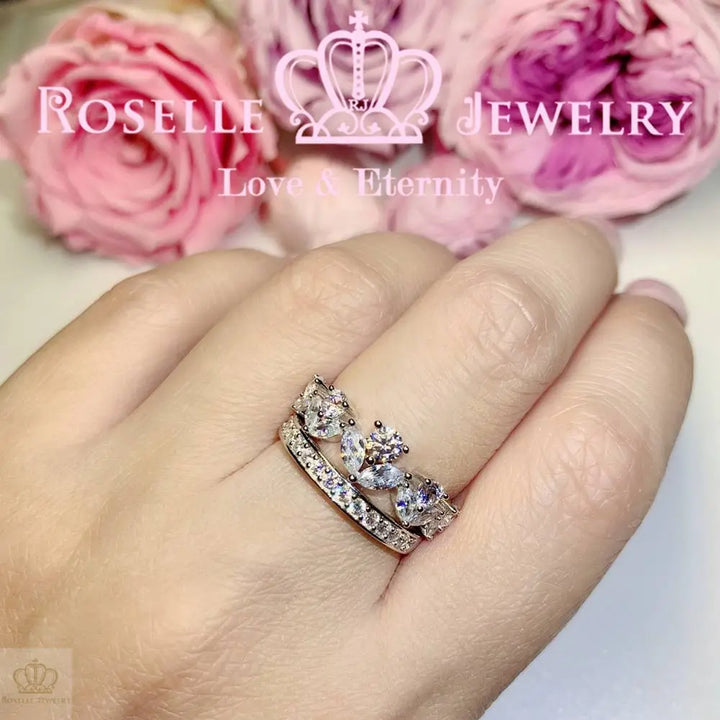 Crown Side Stone Engagement Ring Setting - TN2S - Roselle Jewelry