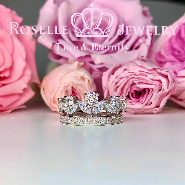 Crown Side Stone Engagement Ring Setting - TN2S - Roselle Jewelry