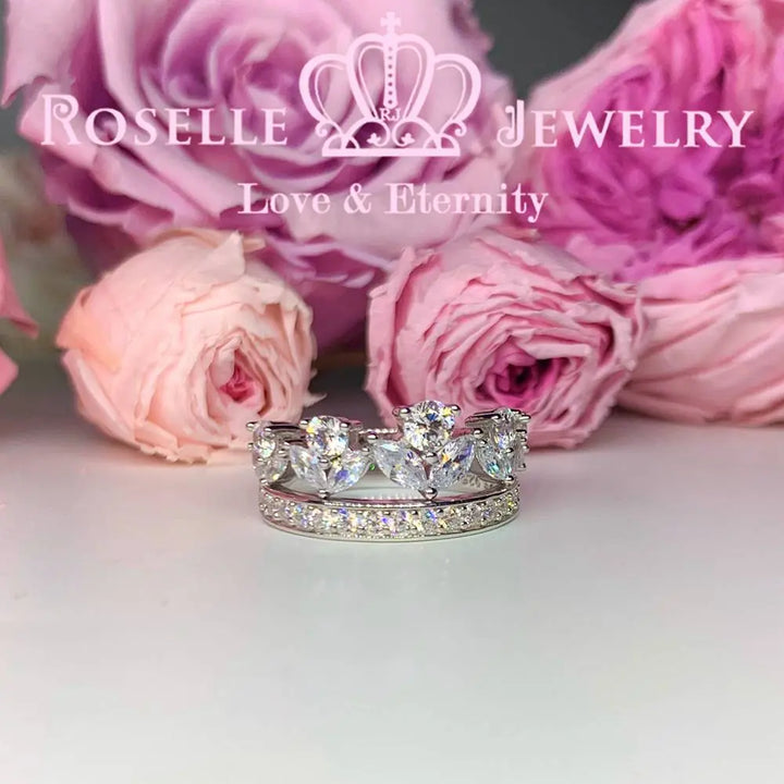 Crown Side Stone Engagement Ring Setting - TN2S - Roselle Jewelry
