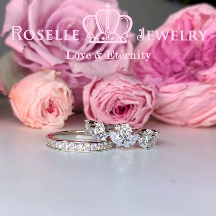Crown Side Stone Engagement Ring Setting - TN2S - Roselle Jewelry