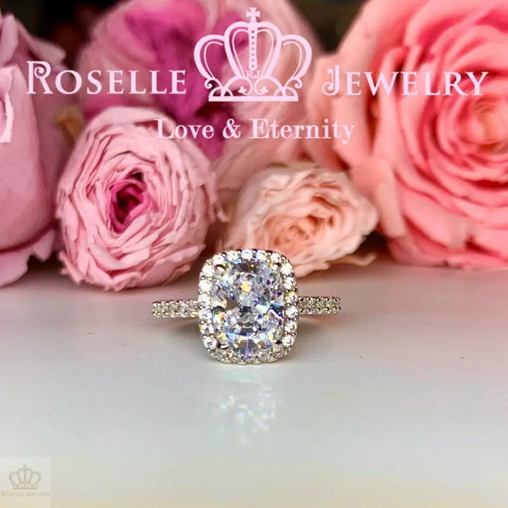 Cushion Cut Halo Engagement Ring - VC4 - Roselle Jewelry