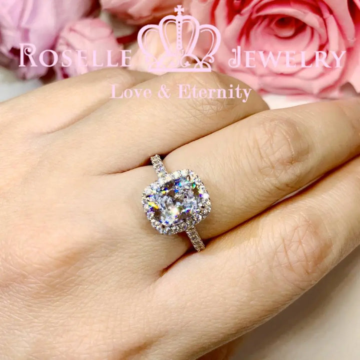 Cushion Cut Halo Engagement Ring - VC4 - Roselle Jewelry