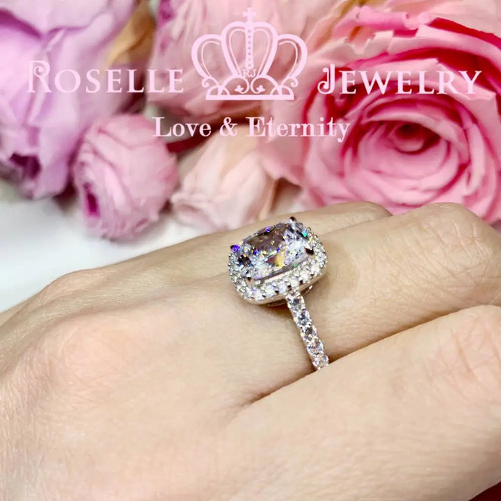 Cushion Cut Halo Engagement Ring - VC4 - Roselle Jewelry
