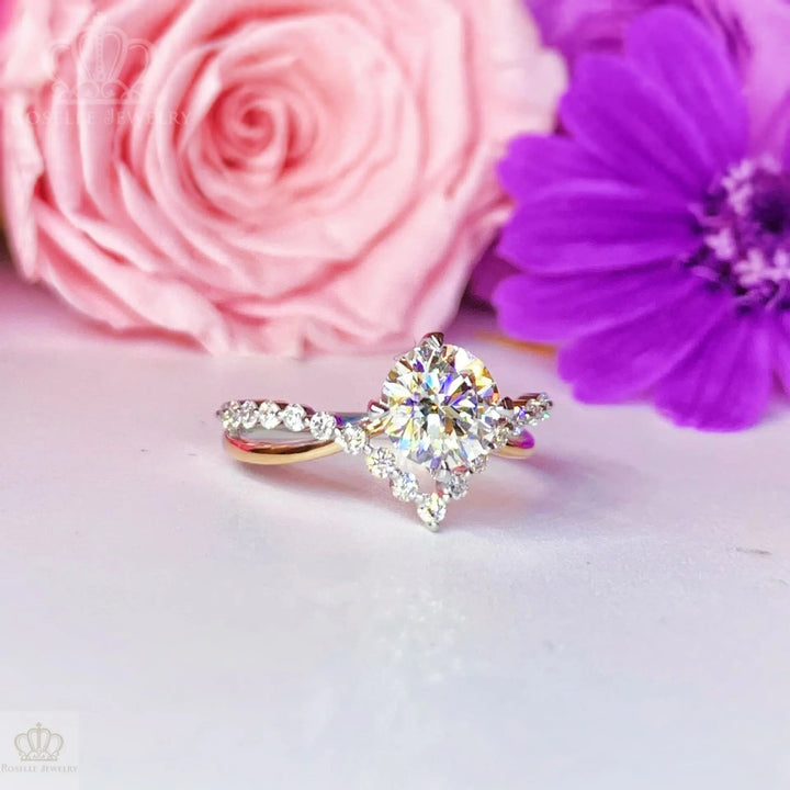 Two Tone V shape Side Stone Diamond Engagement Ring - LGR042 CHARLISA™