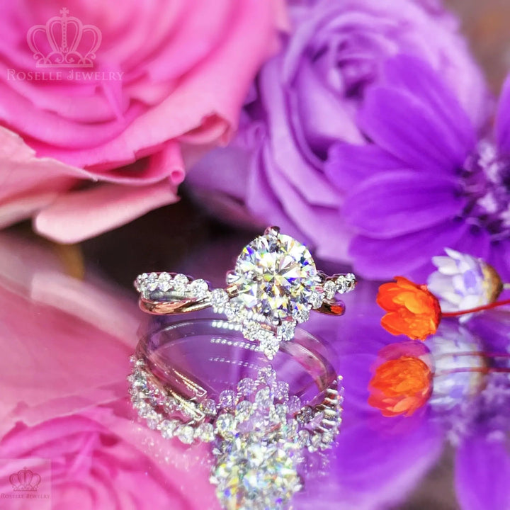 Two Tone V shape Side Stone Diamond Engagement Ring - LGR042 CHARLISA™