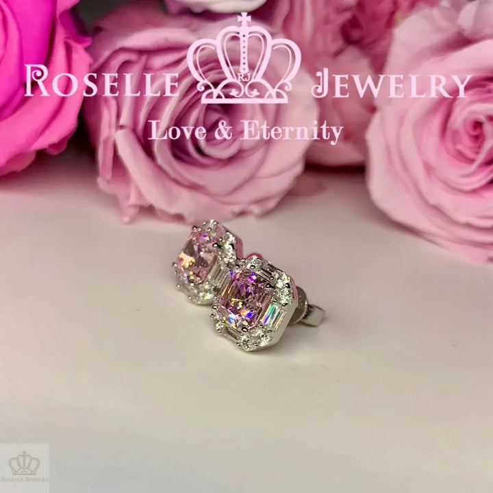 Asscher Cut Enclose Stud Earrings - EA1 - Roselle Jewelry