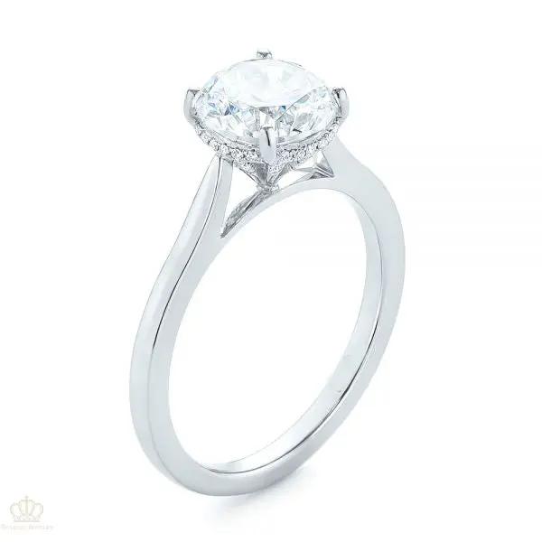 Micro Pave Diamond Side Stone Engagement Ring [Setting Only] - EC087 - Roselle Jewelry