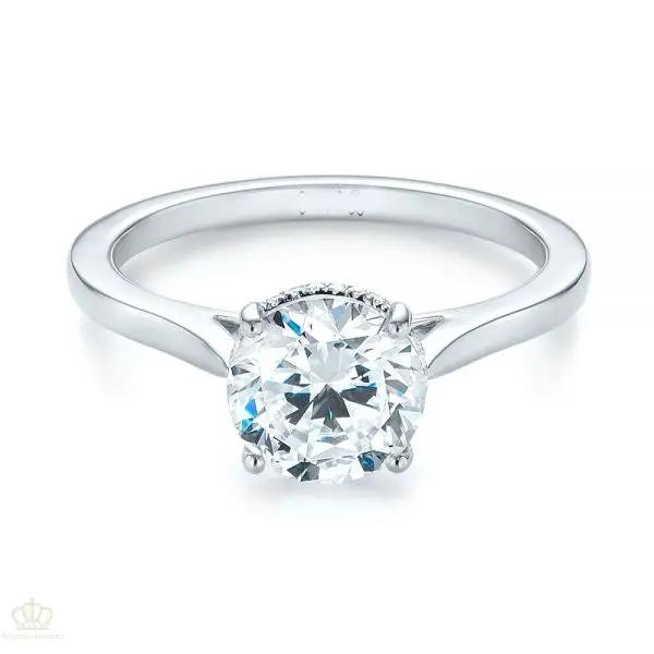 Micro Pave Diamond Side Stone Engagement Ring [Setting Only] - EC087 - Roselle Jewelry