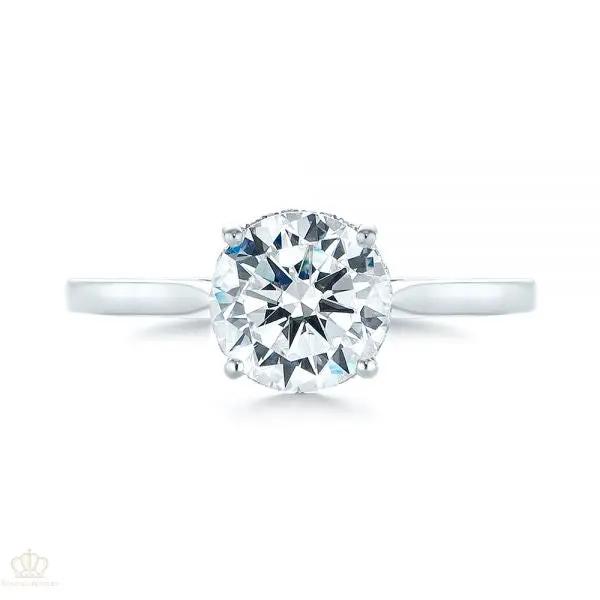 Micro Pave Diamond Side Stone Engagement Ring [Setting Only] - EC087 - Roselle Jewelry