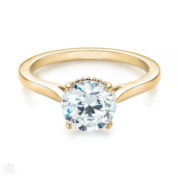 Micro Pave Diamond Side Stone Engagement Ring [Setting Only] - EC087 - Roselle Jewelry