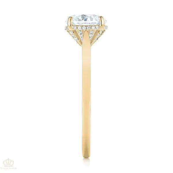 Micro Pave Diamond Side Stone Engagement Ring [Setting Only] - EC087 - Roselle Jewelry