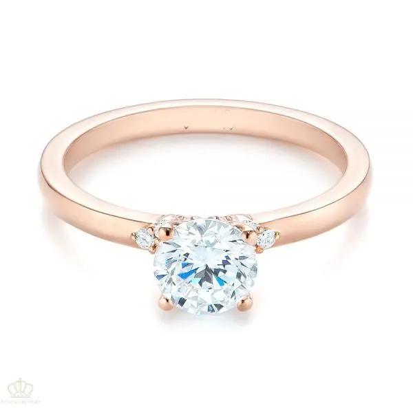 Minimalist Diamond Side Stone Engagement Ring [Setting Only] - EC081 - Roselle Jewelry