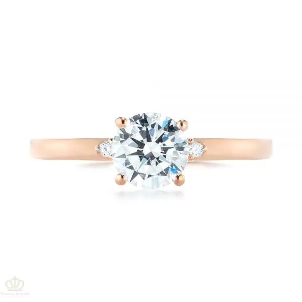Minimalist Diamond Side Stone Engagement Ring [Setting Only] - EC081 - Roselle Jewelry