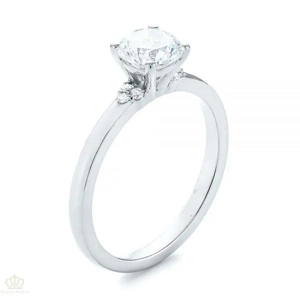 Minimalist Diamond Side Stone Engagement Ring [Setting Only] - EC081 - Roselle Jewelry