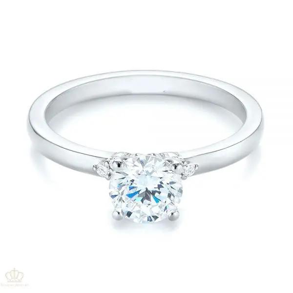 Minimalist Diamond Side Stone Engagement Ring [Setting Only] - EC081 - Roselle Jewelry