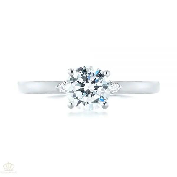 Minimalist Diamond Side Stone Engagement Ring [Setting Only] - EC081 - Roselle Jewelry