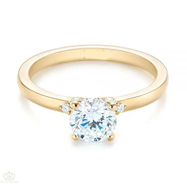Minimalist Diamond Side Stone Engagement Ring [Setting Only] - EC081 - Roselle Jewelry