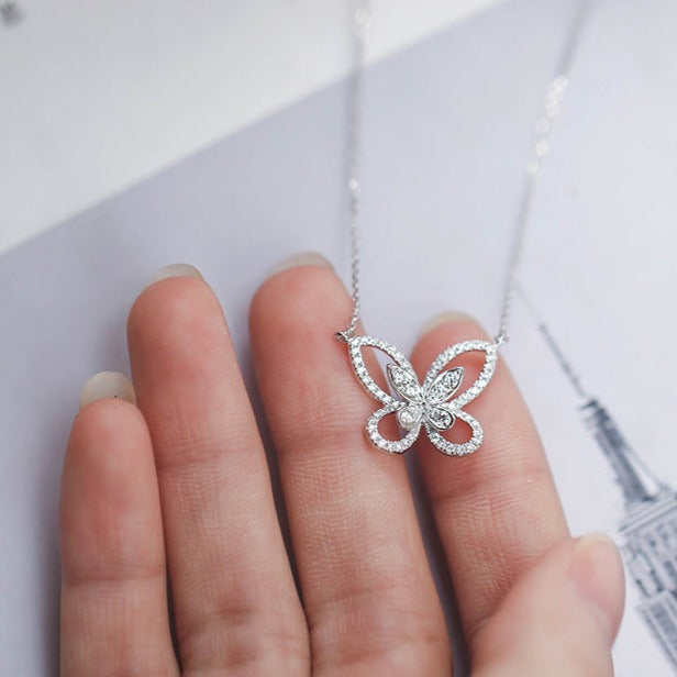 Cutout Butterfly Mini Diamond Necklace [pre order] - SN001 - Roselle Jewelry