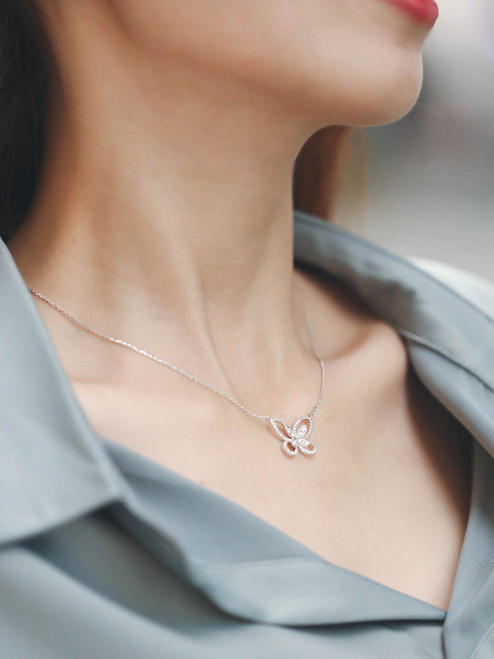 Cutout Butterfly Mini Diamond Necklace [pre order] - SN001 - Roselle Jewelry