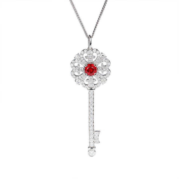 Ruby With Key Diamond Pendant [pre order] - SN004 - Roselle Jewelry