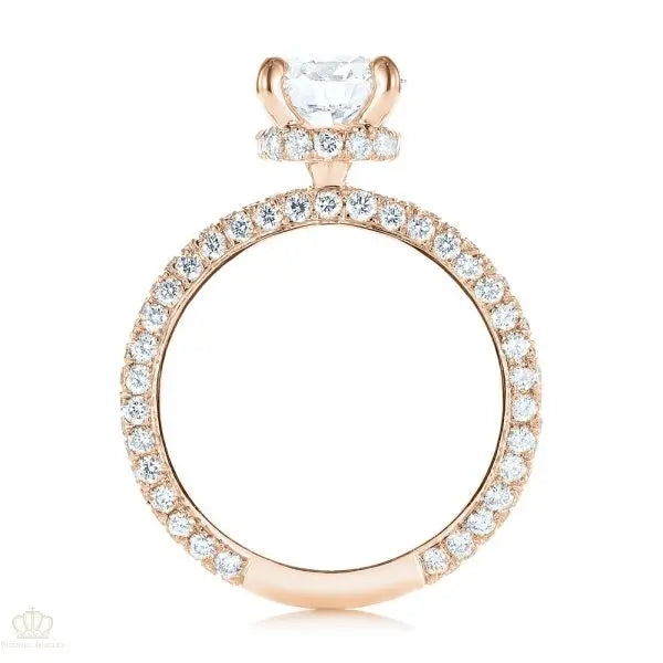 Pave Diamond Hidden Halo Engagement Ring [Setting Only] - EC059 - Roselle Jewelry