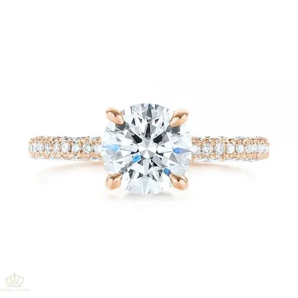 Pave Diamond Hidden Halo Engagement Ring [Setting Only] - EC059 - Roselle Jewelry