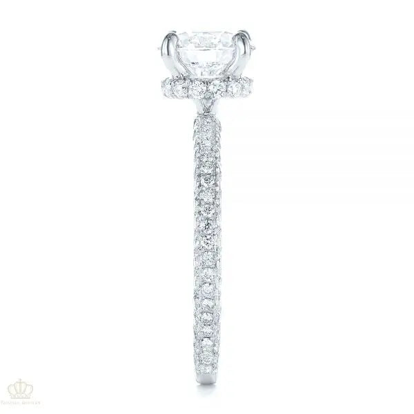 Pave Diamond Hidden Halo Engagement Ring [Setting Only] - EC059 - Roselle Jewelry