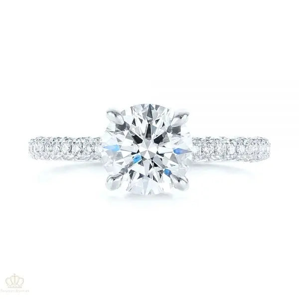 Pave Diamond Hidden Halo Engagement Ring [Setting Only] - EC059 - Roselle Jewelry