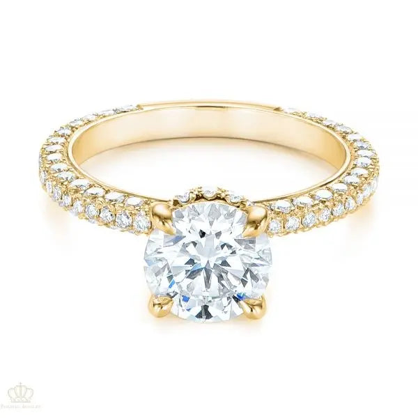 Pave Diamond Hidden Halo Engagement Ring [Setting Only] - EC059 - Roselle Jewelry