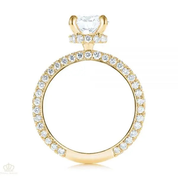 Pave Diamond Hidden Halo Engagement Ring [Setting Only] - EC059 - Roselle Jewelry