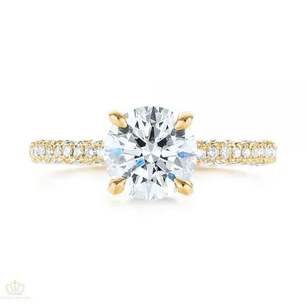 Pave Diamond Hidden Halo Engagement Ring [Setting Only] - EC059 - Roselle Jewelry