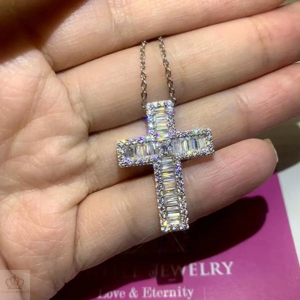 Emerald Cut Princess Cross pendant - CC5 - Roselle Jewelry