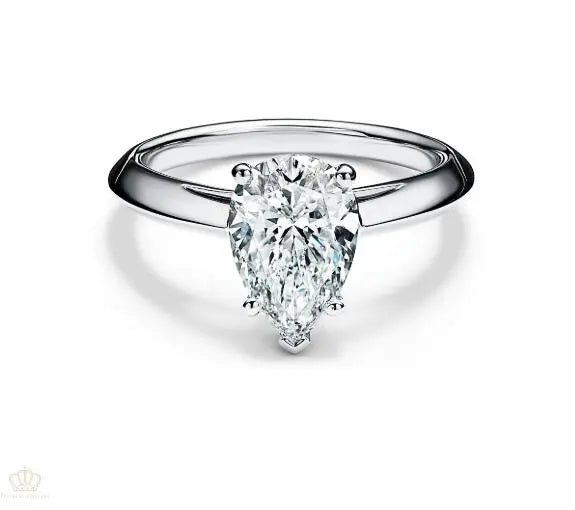 18K White Gold Pear Cut Solitaire Customize Engagement Ring - NP5 - Roselle Jewelry