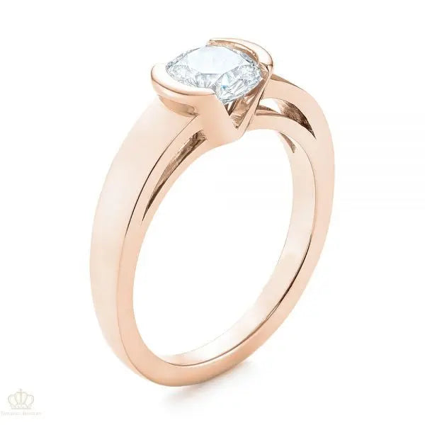 Solitaire Semi-bezel Diamond Engagement Ring [Setting Only] - EC033 - Roselle Jewelry