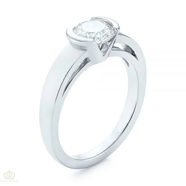 Solitaire Semi-bezel Diamond Engagement Ring [Setting Only] - EC033 - Roselle Jewelry