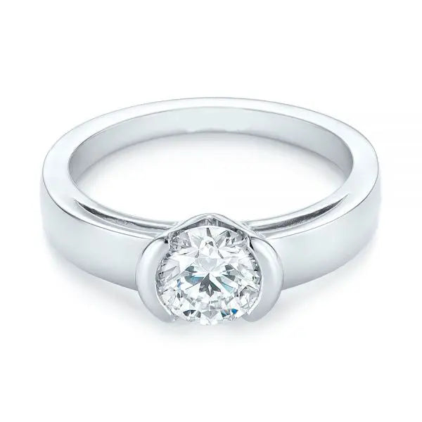 Solitaire Semi-bezel Diamond Engagement Ring [Setting Only] - EC033 - Roselle Jewelry