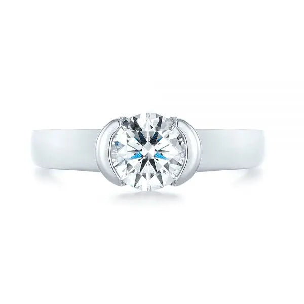 Solitaire Semi-bezel Diamond Engagement Ring [Setting Only] - EC033 - Roselle Jewelry